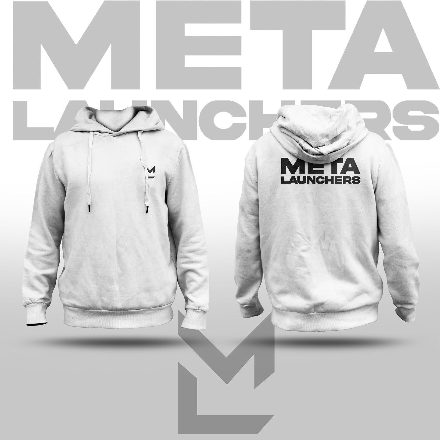 MetaLaunchers Hoodie White Front & Back